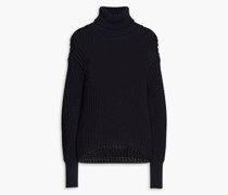 Gerippter Rollkragenpullover aus einer Baumwollmischung