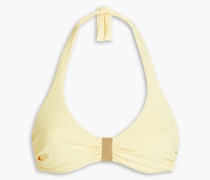 Provence geripptes Bikini-Oberteil mit Raffungen