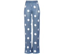 Schlaghose aus Strick mit Intarsienmuster, Polka-Dots und Metallic-Effekt