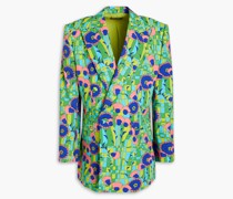 Doppelreihiger Blazer aus Twill aus einer Wollmischung mit floralem Print