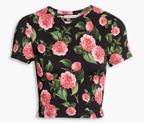 Alice OliviaCindy Cropped T-Shirt aus Jersey mit floralem Print