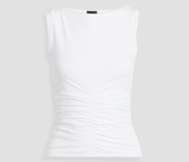 Tanktop aus Pima-Baumwoll-Jersey mit Stretch-Anteil und Raffungen