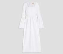 Keppel gerafftes Maxikleid aus Baumwollpopeline