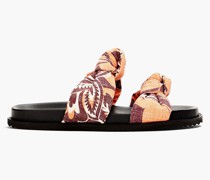 Slipper aus Webstoff mit floralem Print und Knotendetail