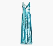 Sequined silk-georgette gown