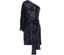 Minikleid aus Stretch-Jersey mit Pailletten und asymmetrischer Schulterpartie