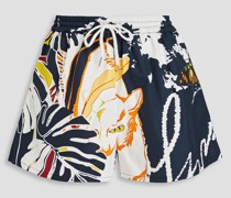 Shorts aus Baumwoll-Gabardine mit Print