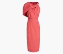 Caprianne Kleid aus Stretch-Crêpe mit asymmetrischer Schulterpartie und Falten