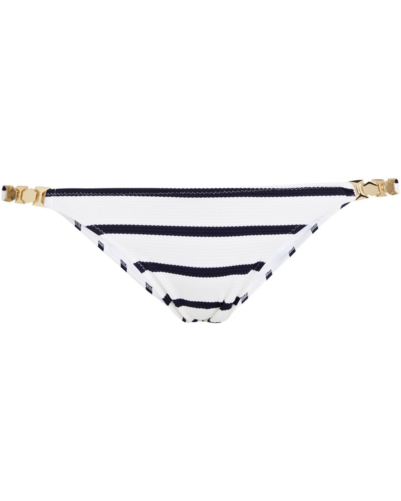 Melissa Odabash Damen Athens tief sitzendes Bikini-Höschen aus Stretch-Piqué mit Streifen