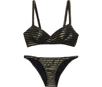 Bikini aus Stretch-Jacquard mit Metallic-Effekt und Twist-Detail an der Vorderseite
