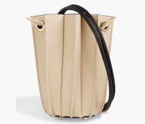 Plissierte Mini-XS-Beuteltasche aus Leder
