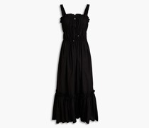 Gerafftes Midikleid aus Baumwollpopeline