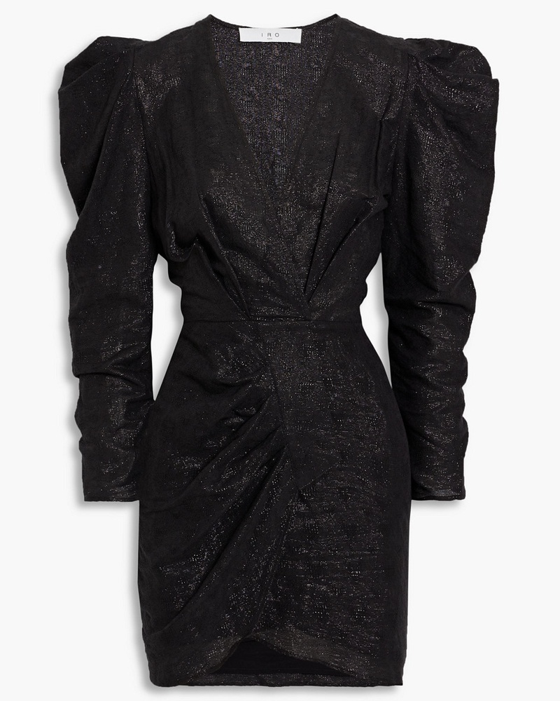 IRO Damen Harris Minikleid aus einer Baumwollmischung inMetallic-Optik mit Wickeleffekt