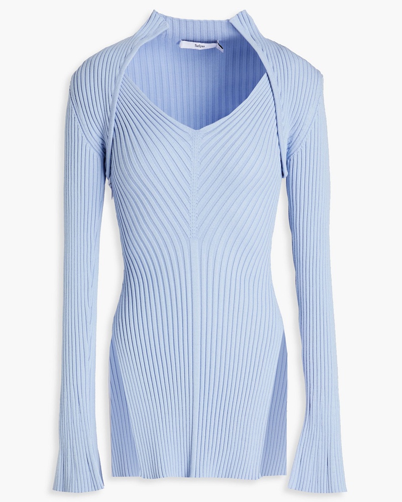 Safiyaa Damen Nouvel Set aus Pullover und Tanktop aus Rippstrick