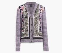 Cardigan aus Crêpe und Jacquard-Strick mit floralem Print M