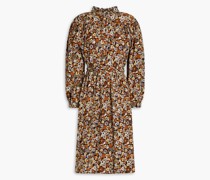 Gerafftes Kleid aus Baumwolle mit floralem Print