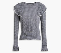 REDValentinoGerippter Pullover aus Jacquard-Strick aus Baumwolle mit Rüschen