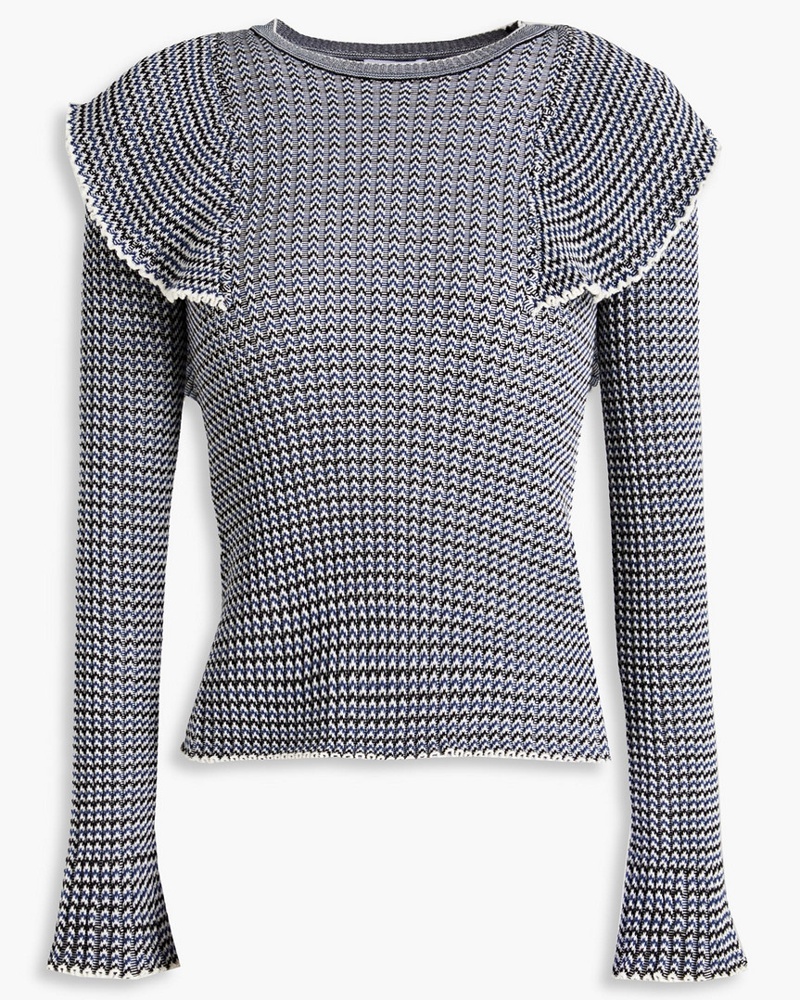 RED Valentino Damen REDValentinoGerippter Pullover aus Jacquard-Strick aus Baumwolle mit Rüschen
