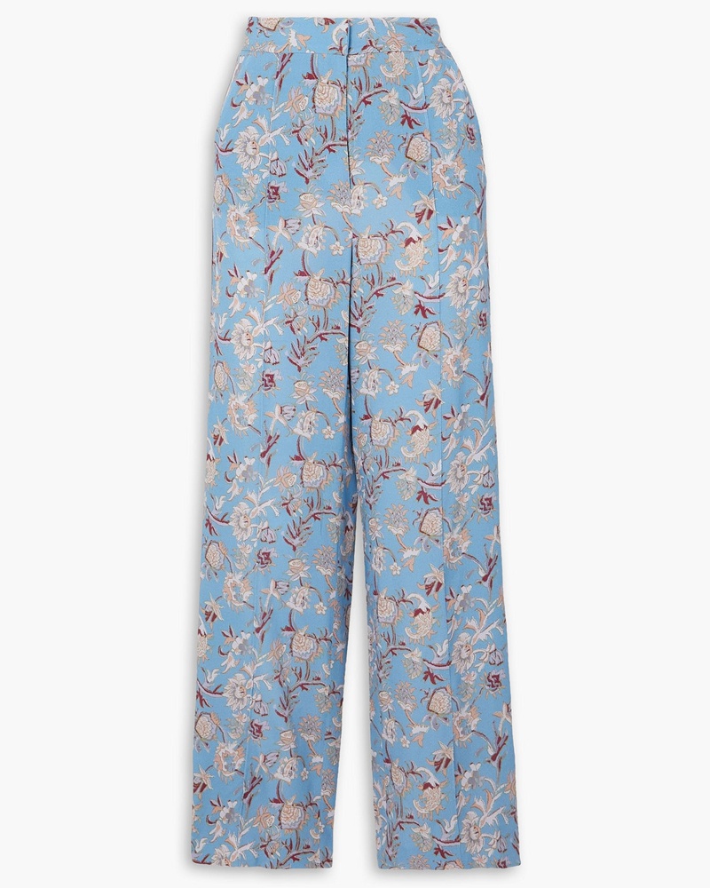 Veronica Beard Damen Pomeline Hose mit weitem Bein aus Crêpe mit floralem Print