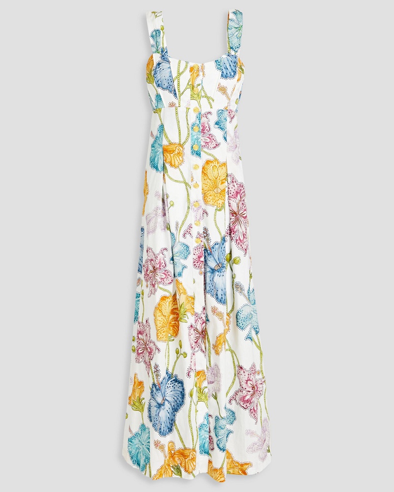 Hayley Menzies Damen Carmen Midikleid aus Baumwolle mit Print und Falten