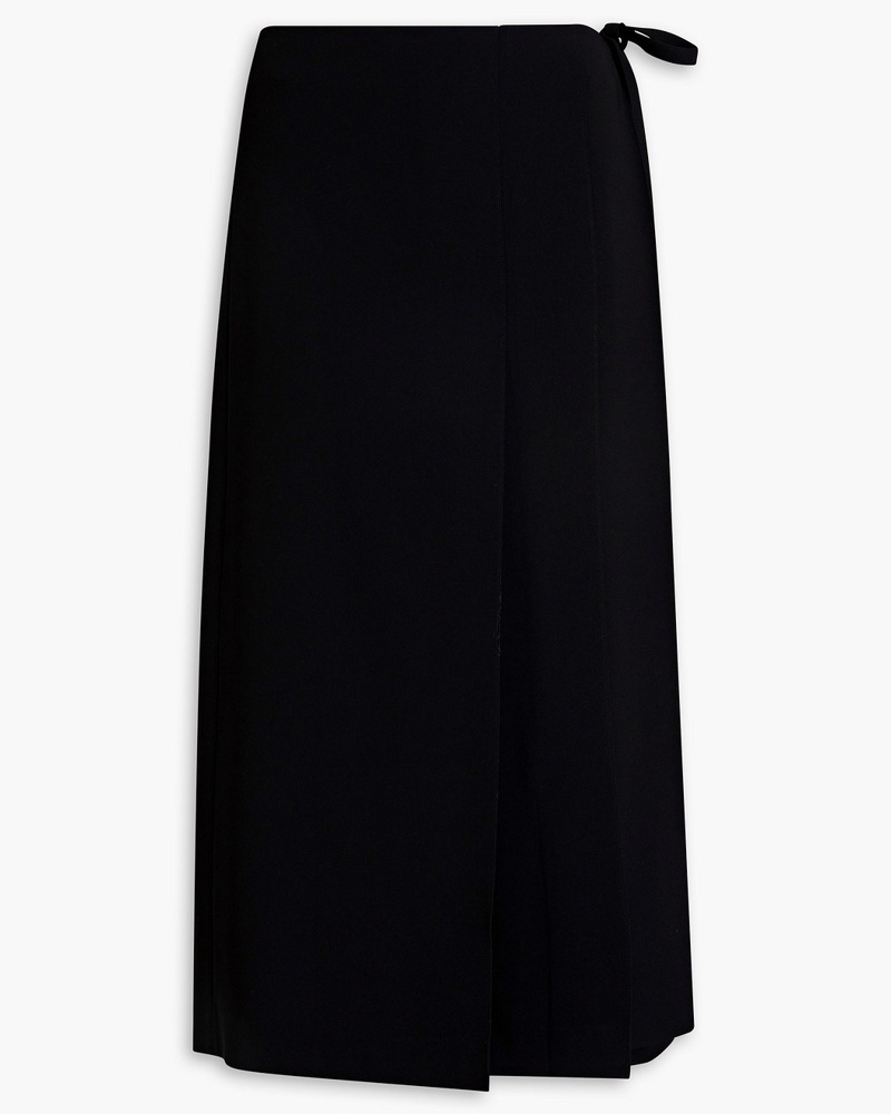 Theory Damen Plissierter Midi-Wickelrock aus Crêpe