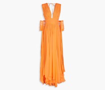 Plissierte Robe aus Seiden-Georgette mit Cut-outs