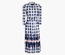 Mari kariertes Midikleid aus Baumwolle mit Gürtel