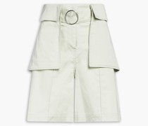 Shorts aus Baumwollpopeline mit Gürtel