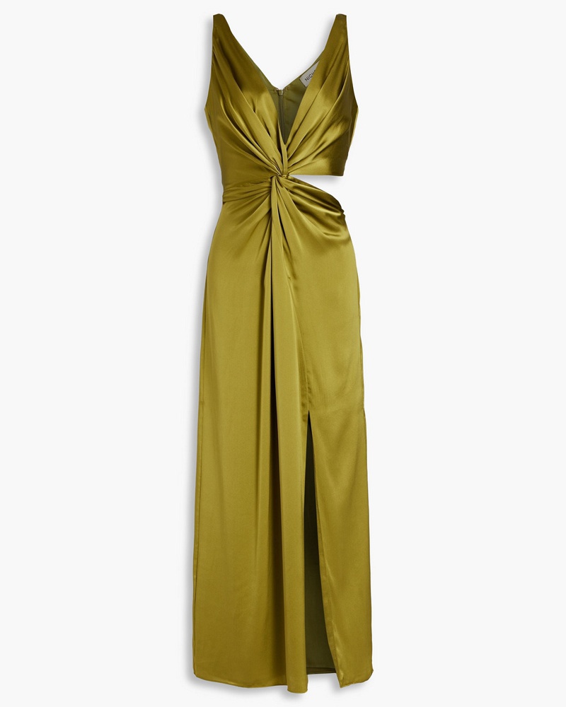 NICHOLAS Damen Josephine Midikleid aus Crêpe aus Seidensatin mit Cut-outs und Twist-Detail an der Vorderseite