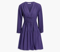 Gestuftes Minikleid aus Baumwollpopeline mit Schleife