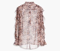Bedruckte Bluse aus Seiden-Georgette mit Rüschen
