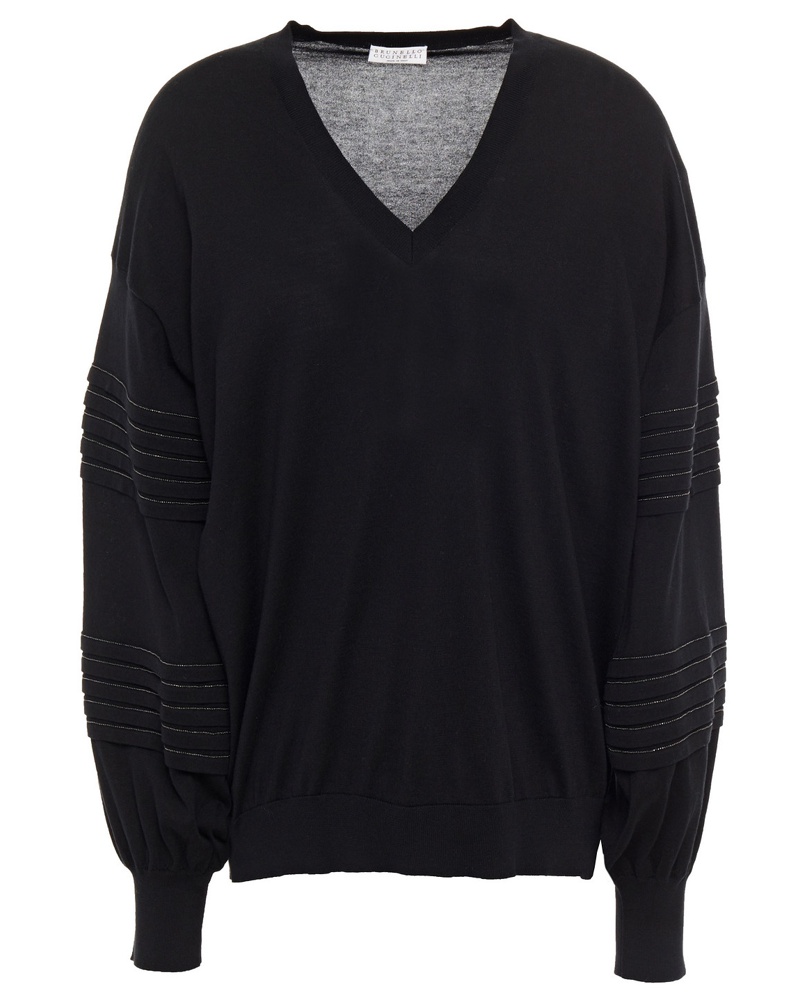 Brunello Cucinelli Damen Pullover aus Baumwolle mit Zierperlen Brunello Cucinelli Damen Pullover aus Baumwolle mit Zierperlen
