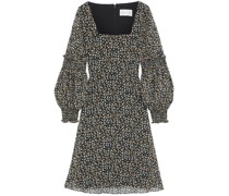 Kleid aus Chiffon mit floralem Print und Raffung