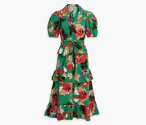 Georgina gestuftes Hemdkleid aus Popeline aus einer Baumwollmischung inMidilänge mit floralem Print S