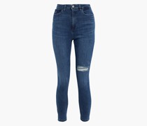 Chrissy hoch sitzende Cropped Skinny Jeans inDistressed-Optik
