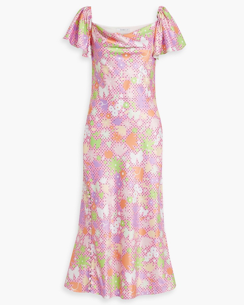 Olivia Rubin Damen Bedrucktes Midikleid aus Satin