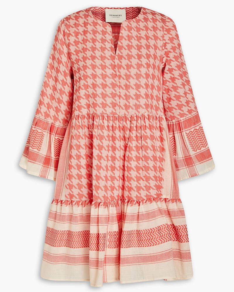SUMMERY COPENHAGEN Damen Julia geraffte Minikleid au Baumwoll-Jacquard