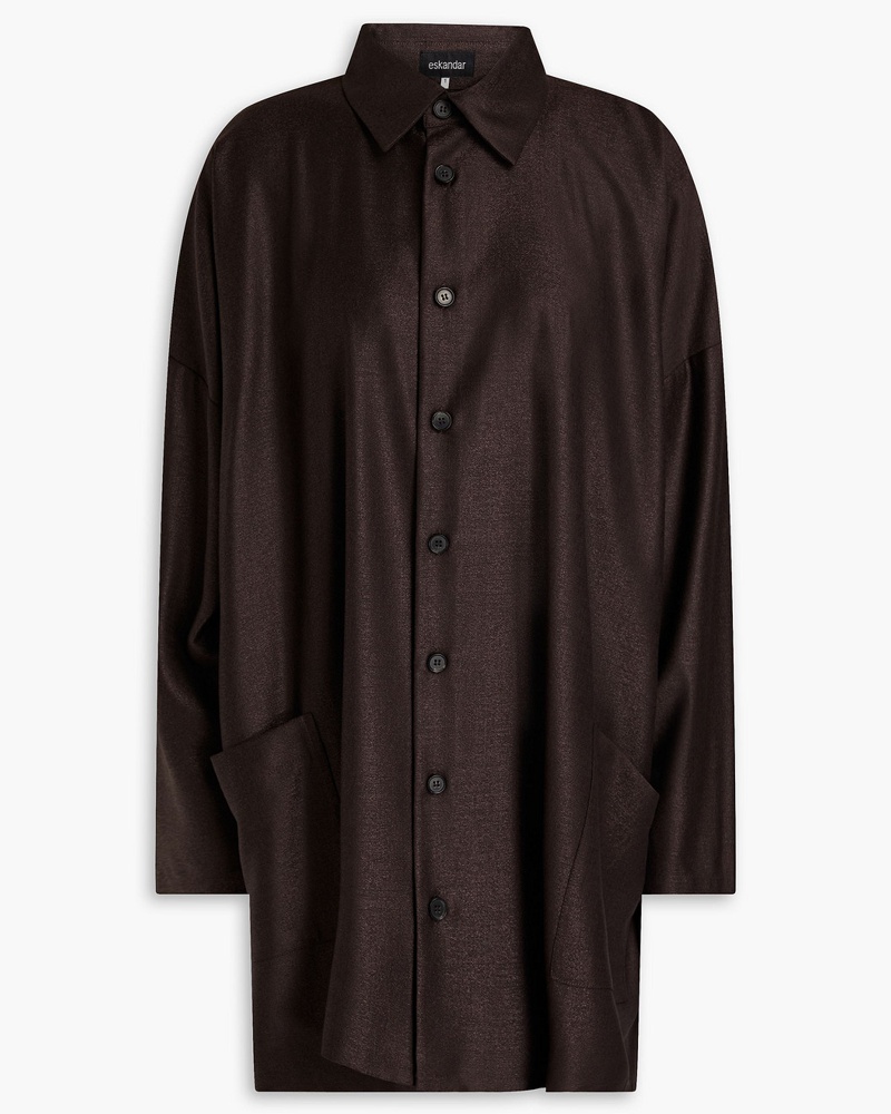 Eskandar Damen Oversized-Jacke aus Jacquard aus einer Woll-Seidenmischung Eskandar Damen Oversized-Jacke aus Jacquard aus einer Woll-Seidenmischung