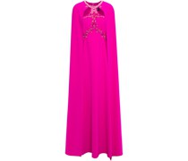 Cape-effect embellished cady gown