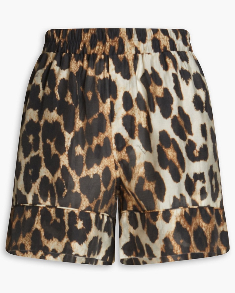 Ganni Damen Shorts aus Voile aus einer Tencel®-Mischung mit Leopardenprint