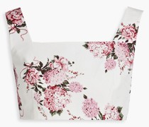 Cropped Oberteil aus Baumwolle mit floralem Print
