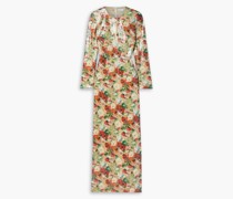 Robe aus Tüll mit Blumenprint und Pailletten