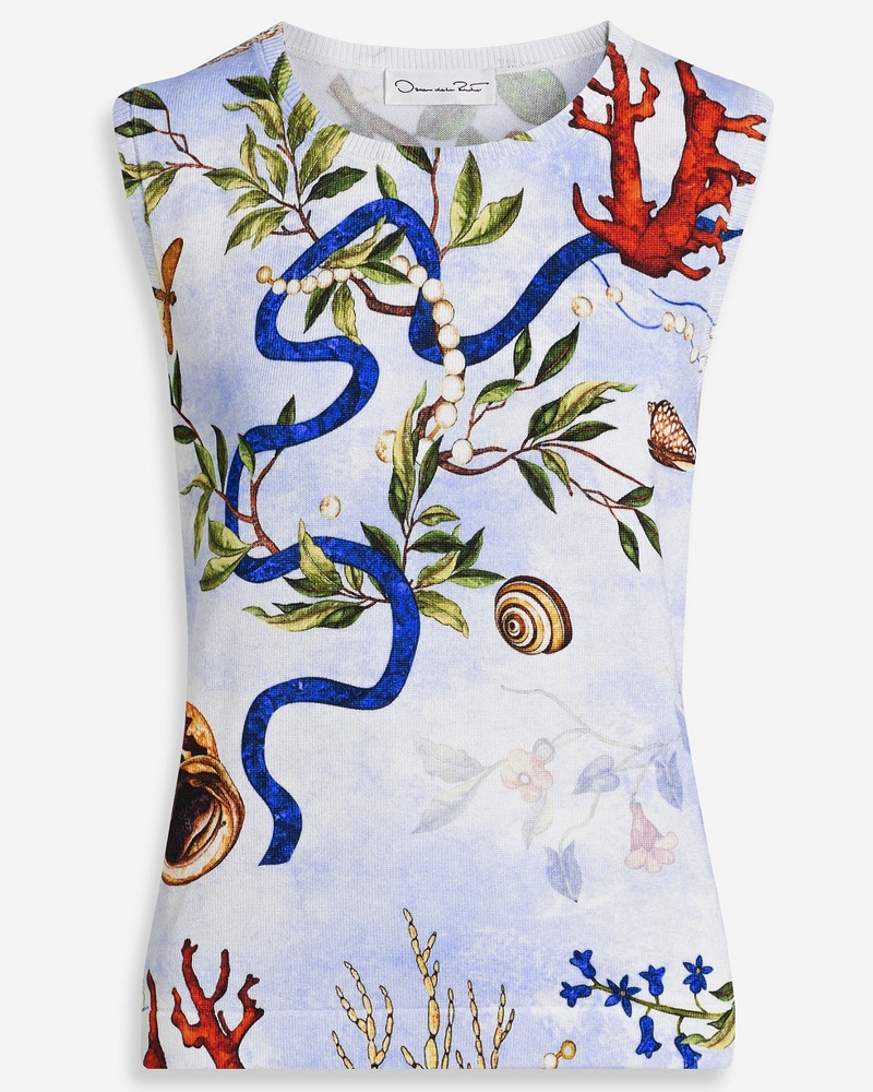 Oscar de la Renta Damen Obertei aus einer Baumwomischung mit Print