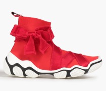 High-Top-Sneakers aus Stretch-Strick mit Satinbesatz