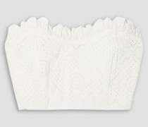Vienne trägerloses Cropped Bustier-Oberteil aus Baumwoll-Voile mit Lochstickerei