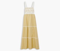 Juniper gestuftes Maxikleid aus Leinen und Häkelspitze