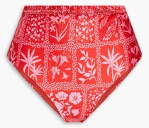 Nopal Ipanema Escarlata hoch sitzendes Bikini-Höschen mit Print und Rüschen