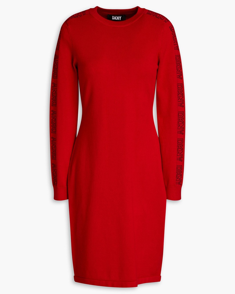 DKNY Damen Kleid aus Jacquard-Strick L