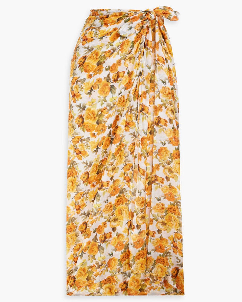 Onia Damen Pareo aus Baumwoll-Voile mit floralem Print