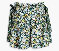 Janeiro Shorts aus Baumwollpopeline mit Falten und floralem Print